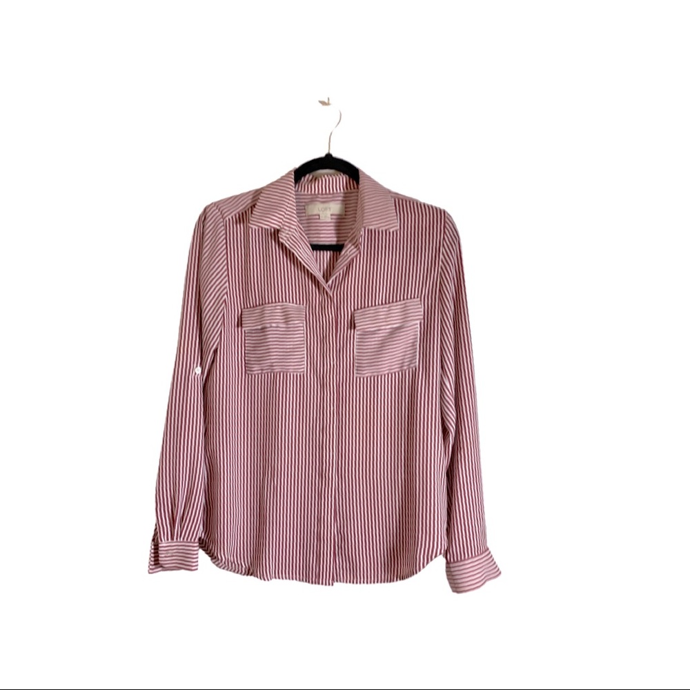 The Loft button down red striped shirt. XS